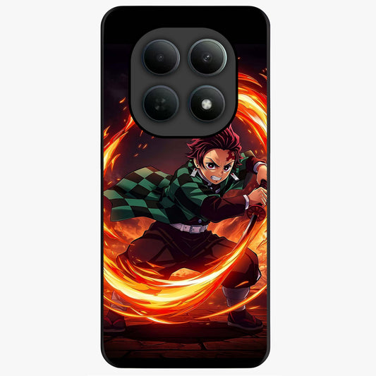 Blazing Sword Resolve Glass Case showing flat back view with fiery sword artwork and glossy glass finish.
