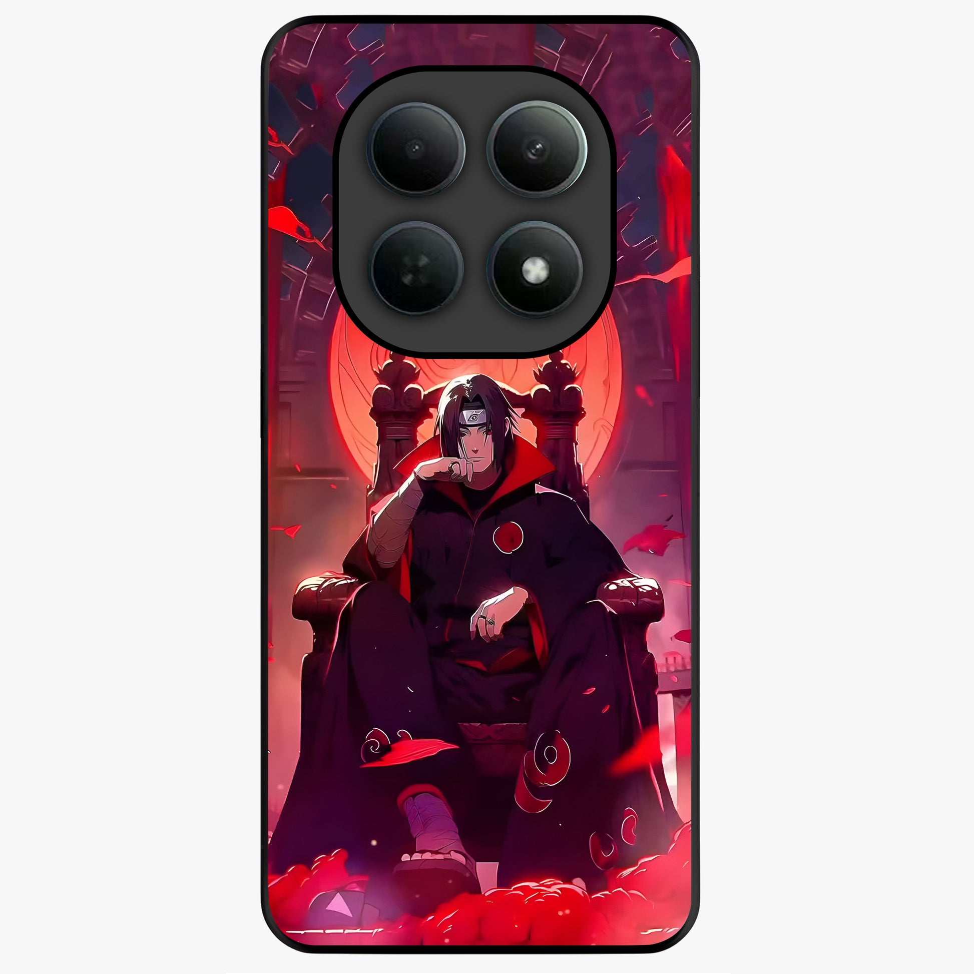 Blood Moon Sovereign Glass Case showing flat back view with mystical blood moon artwork and glossy glass finish.