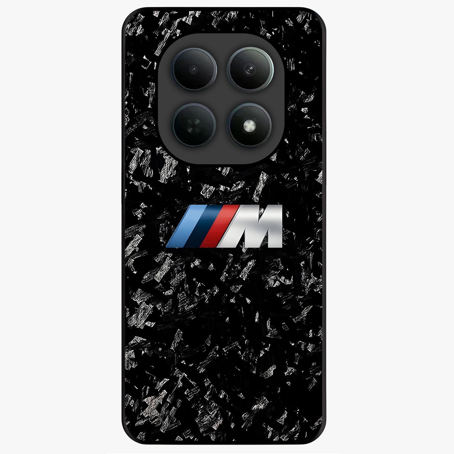 Carbon Speed Mark Glass Case showing flat back view with sporty carbon pattern artwork and glossy glass finish.