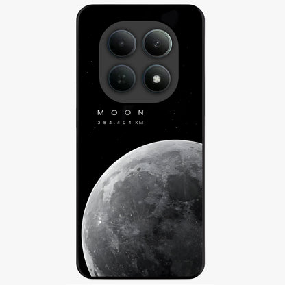 Cosmic Moon Glow Glass Case showing flat back view with glowing moon artwork and glossy glass finish.