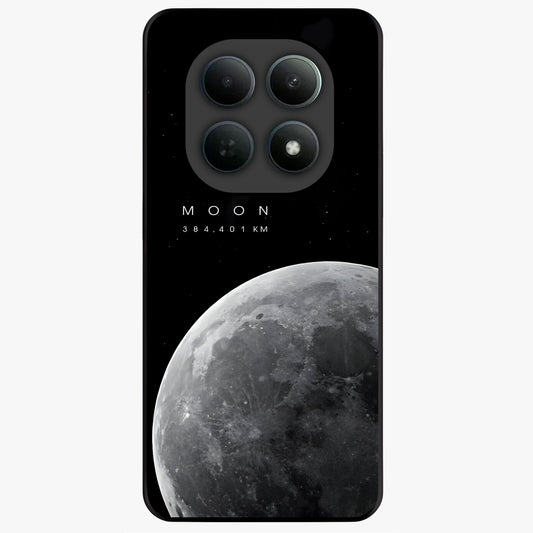 Cosmic Moon Glow Glass Case showing flat back view with glowing moon artwork and glossy glass finish.