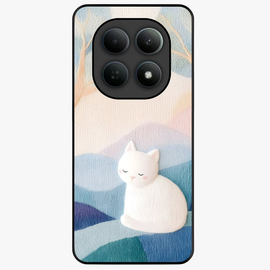 Cotton Dream Cat Glass Case showing flat back view with soft dreamy cat artwork and glossy glass finish.