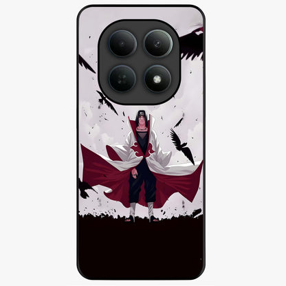 Crimson Crow Ascension Glass Case showing flat back view with mystical crow artwork and glossy glass finish.