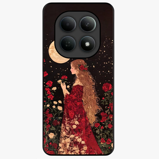 Crimson Dreams Glass Case showing flat back view with dreamy crimson artwork and glossy glass finish.