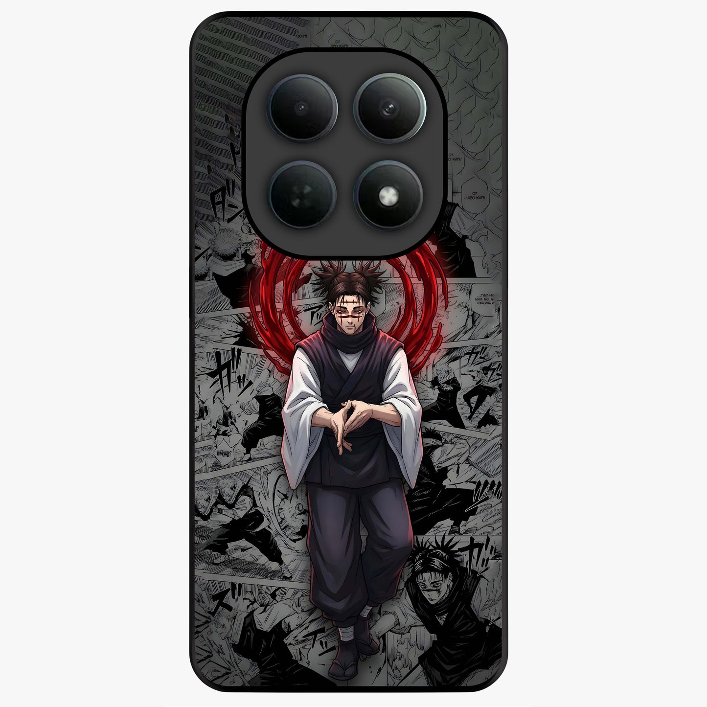 Cursed Ritual Ascension Glass Case showing flat back view with dark ritual themed artwork and glossy glass finish.