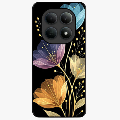 Delicate Multicolor Flowers Glass Case showing flat back view with vibrant floral artwork and glossy glass finish.