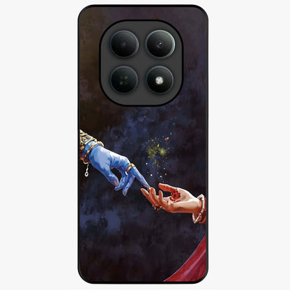 Divine Touch Eternal Glass Case showing flat back view with spiritual themed artwork and glossy glass finish.