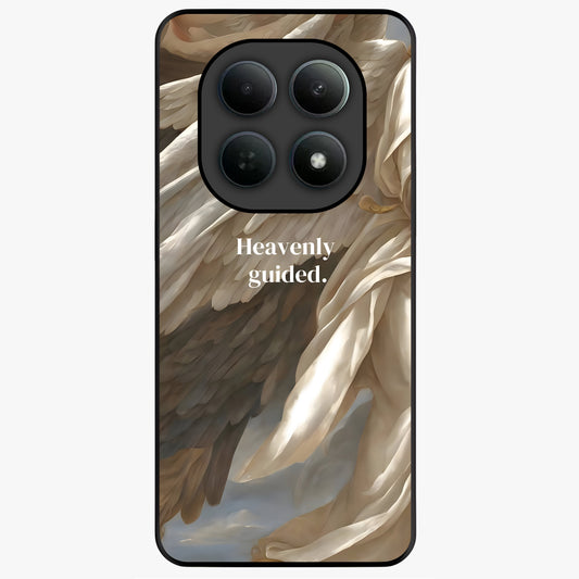 Divine Winged Grace Glass Case showing flat back view with elegant wing inspired artwork and glossy glass finish.