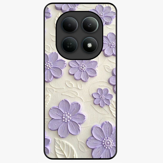 Floral Wall Art With Purple Flowers Glass Case showing flat back view with purple flower artwork and glossy glass finish.