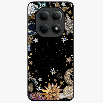 Galactic Jewel Stars Glass Case showing flat back view with sparkling star jewel artwork and glossy glass finish.