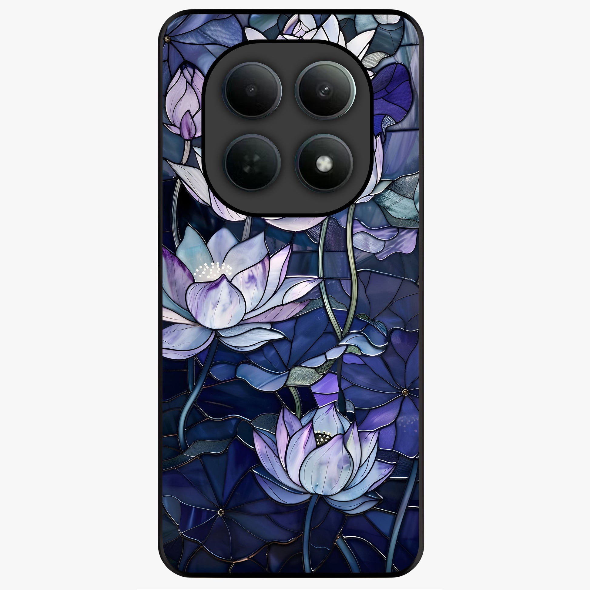 Gloss Petal Rush Glass Case showing flat back view with glossy flower petal artwork and smooth glass finish.