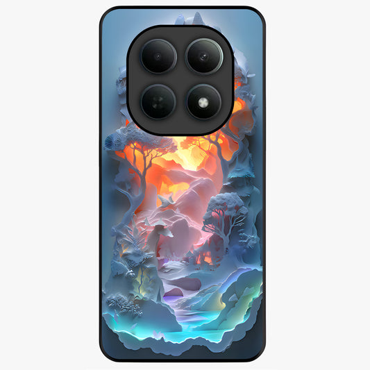 Glow Forest Portal Glass Case showing flat back view with glowing forest portal artwork and glossy glass finish.