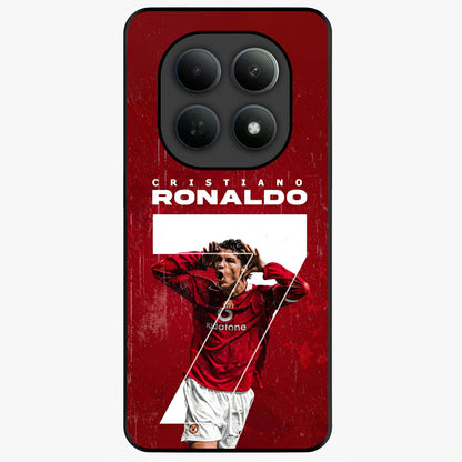 Goal Celebration Legacy Glass Case showing flat back view with football celebration inspired artwork and glossy glass finish.