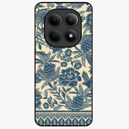 Heirloom Wild Bloom Glass Case showing flat back view with vintage inspired wild flower artwork and glossy glass finish.