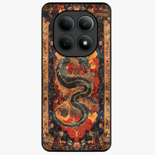 Inferno Dragon Soul Glass Case showing flat back view with fiery dragon artwork and glossy glass finish.