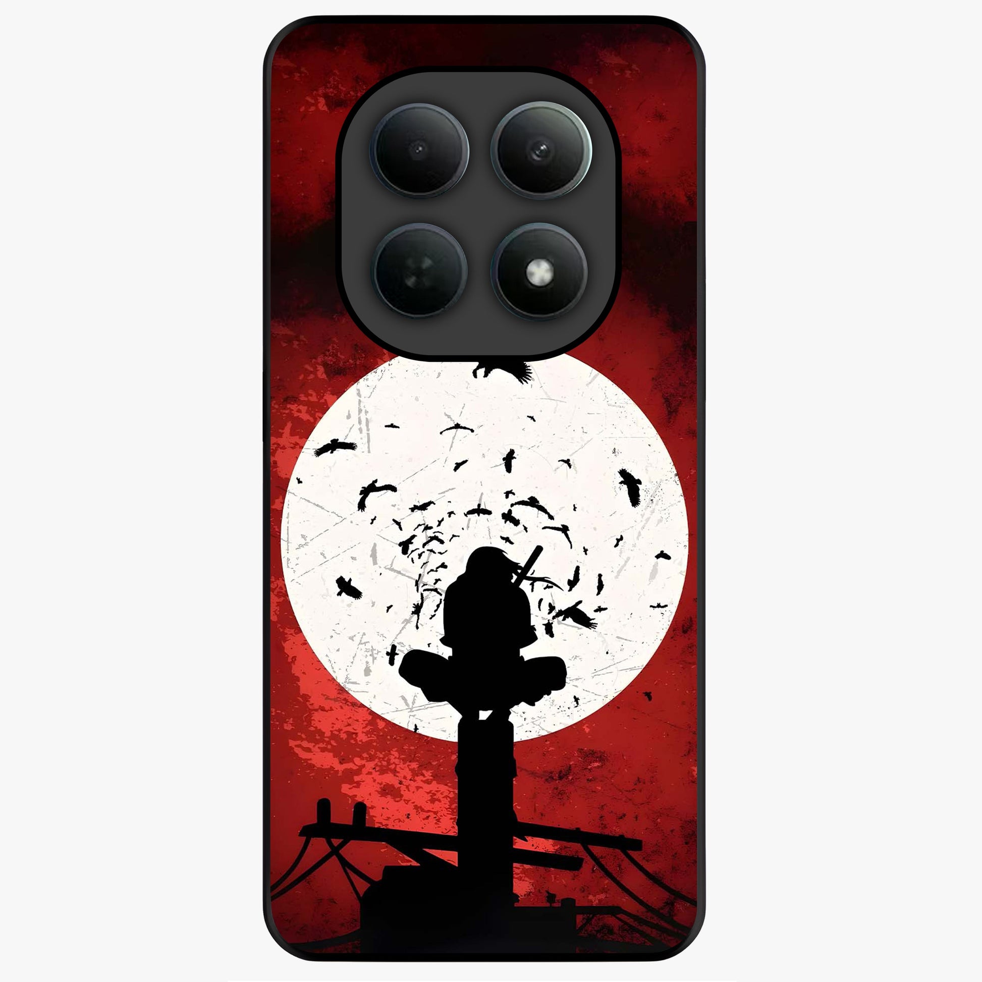 Itachi Limited Edition Naruto Anime Glass Case showing flat back view with iconic anime character artwork and glossy glass finish.