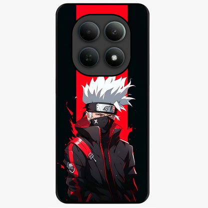 Kakashi Scarlet Shadow Glass Case showing flat back view with powerful anime ninja artwork and glossy glass finish.
