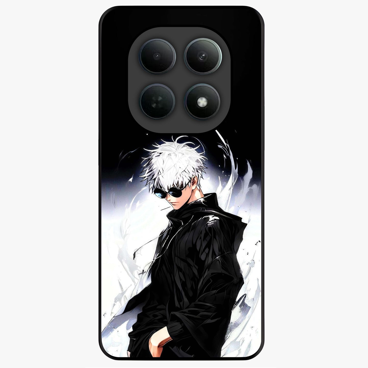 Limitless Shadow King Glass Case showing flat back view with powerful shadow warrior artwork and glossy glass finish.