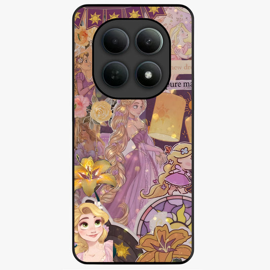 Magical Tangled Dream Glass Case showing flat back view with dreamy tangled artwork and glossy glass finish.