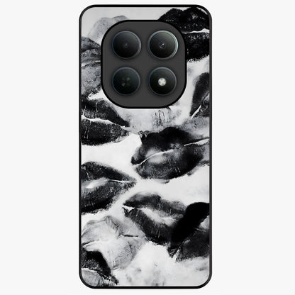 Midnight Kiss Marks Glass Case showing flat back view with lipstick kiss mark artwork and glossy glass finish.