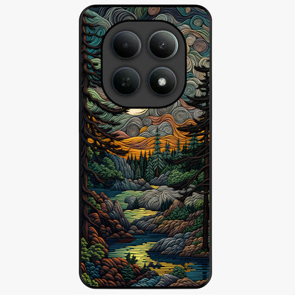 Moonlight Forest Dream Glass Case showing flat back view with mystical forest moonlight artwork and glossy glass finish.