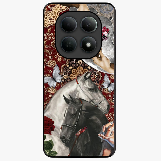 Moonlit Royal Stallion Glass Case showing flat back view with majestic horse under moonlight artwork and glossy glass finish.