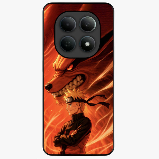 Nine Tails Legacy Glass Case showing flat back view with powerful nine-tailed fox inspired artwork and glossy glass finish.