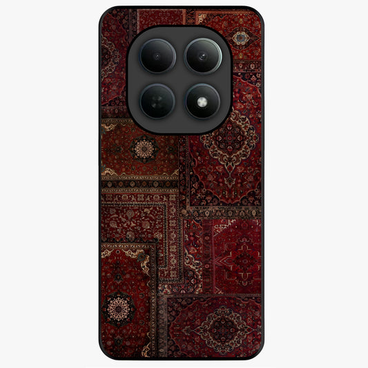 Persian Velvet Tale Glass Case showing flat back view with luxurious Persian velvet pattern artwork and glossy glass finish.