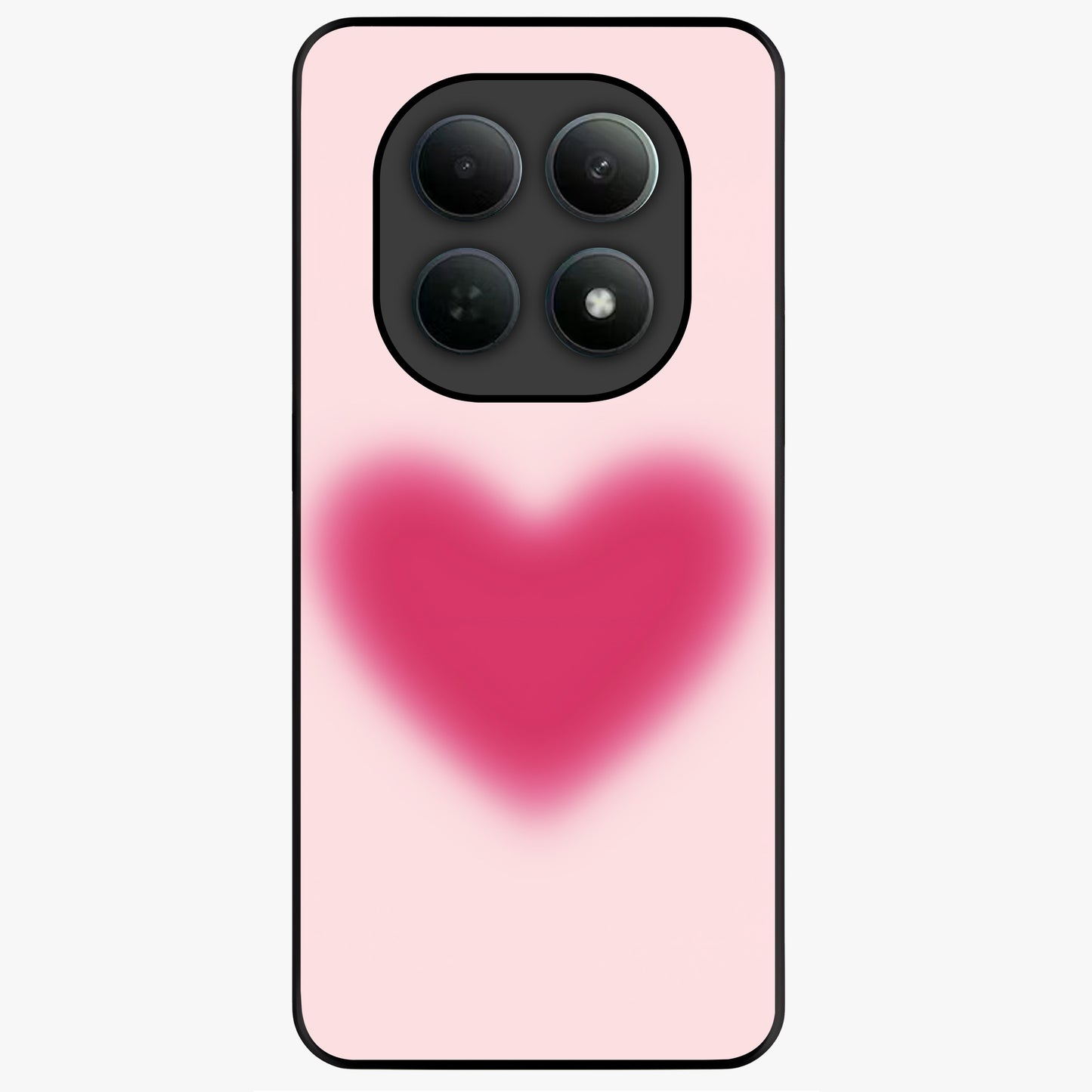 Pink Aura Heart Glass Case showing flat back view with glowing heart artwork and glossy glass finish.