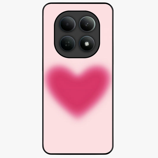 Pink Aura Heart Glass Case showing flat back view with glowing heart artwork and glossy glass finish.
