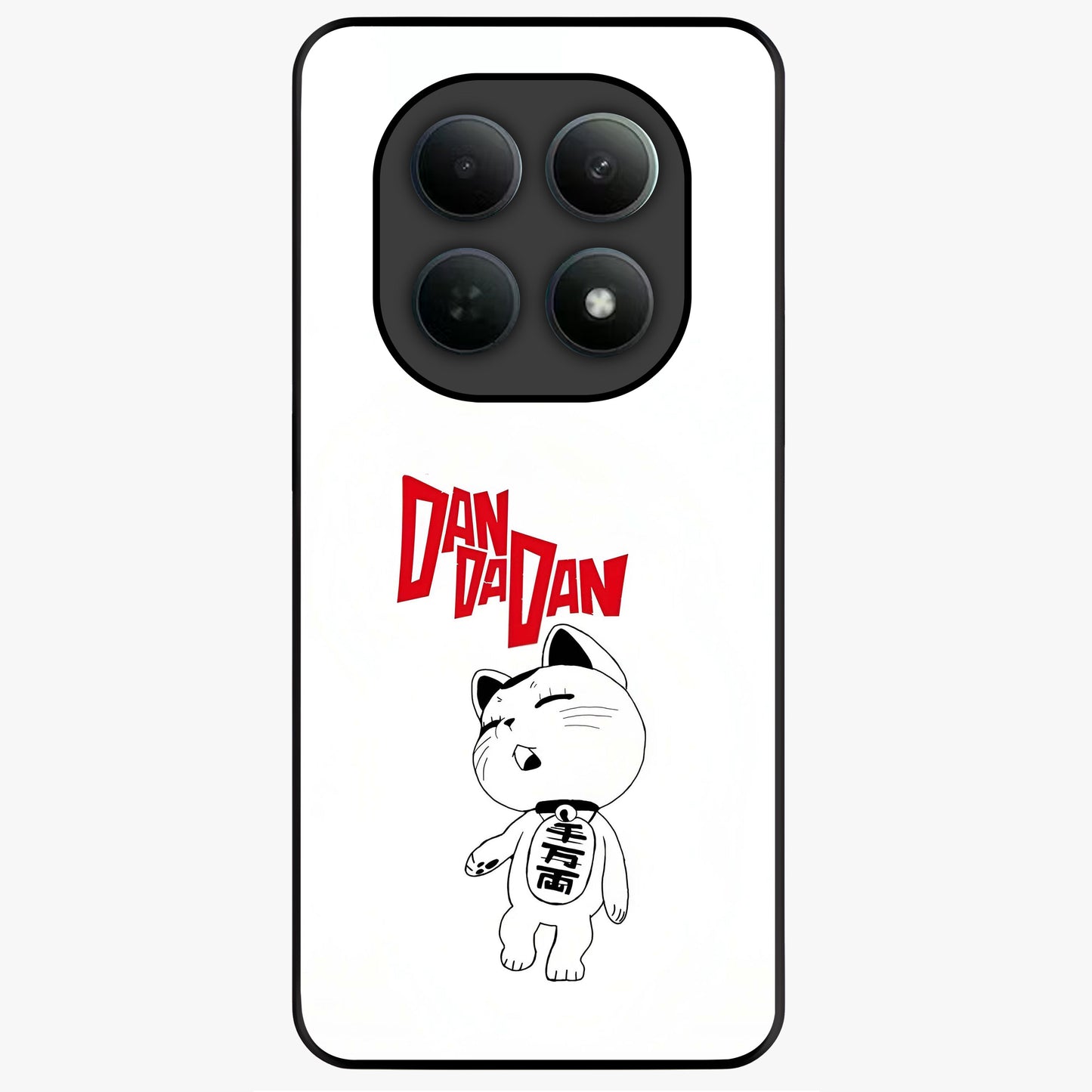 Playful Spirit Charm Glass Case showing flat back view with cheerful charm themed artwork and glossy glass finish.