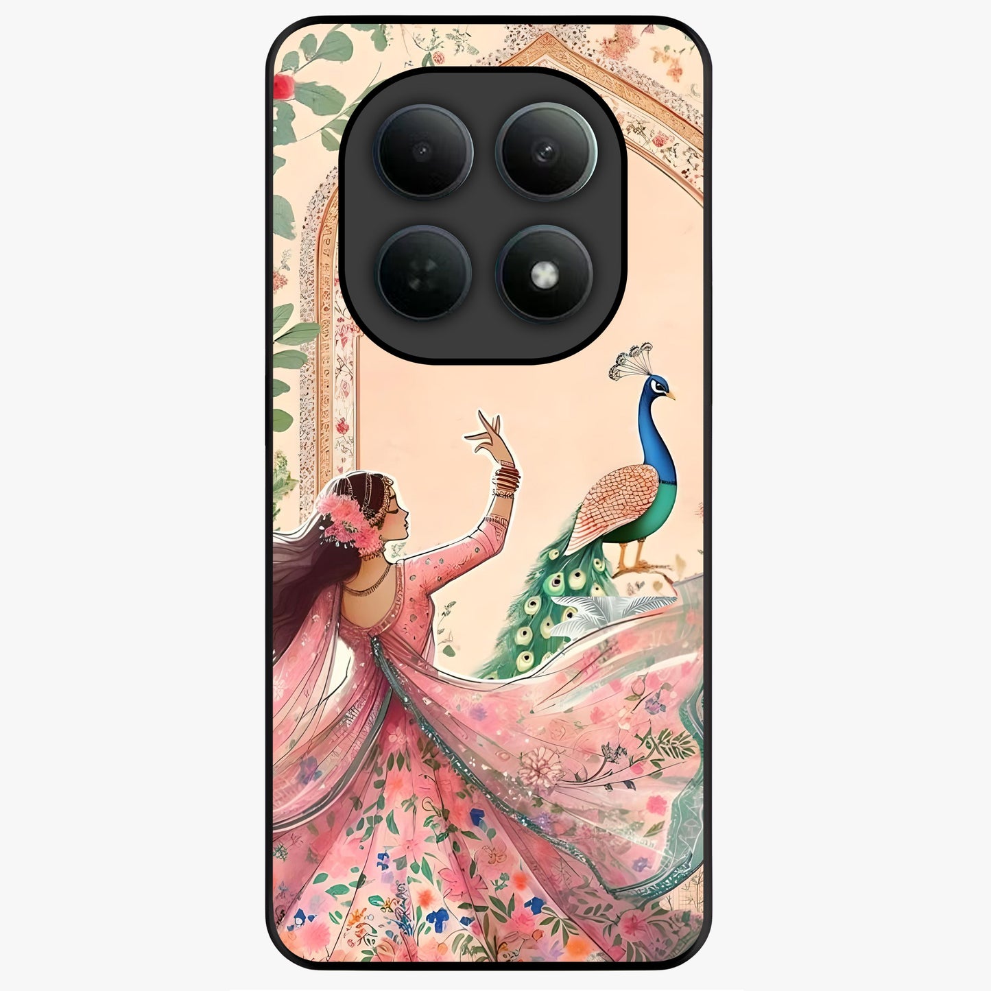 Royal Grace Muse Glass Case showing flat back view with elegant artistic artwork and glossy glass finish.