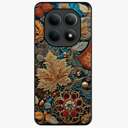 Royal Jewel Garden Glass Case showing flat back view with decorative floral garden artwork and glossy glass finish.