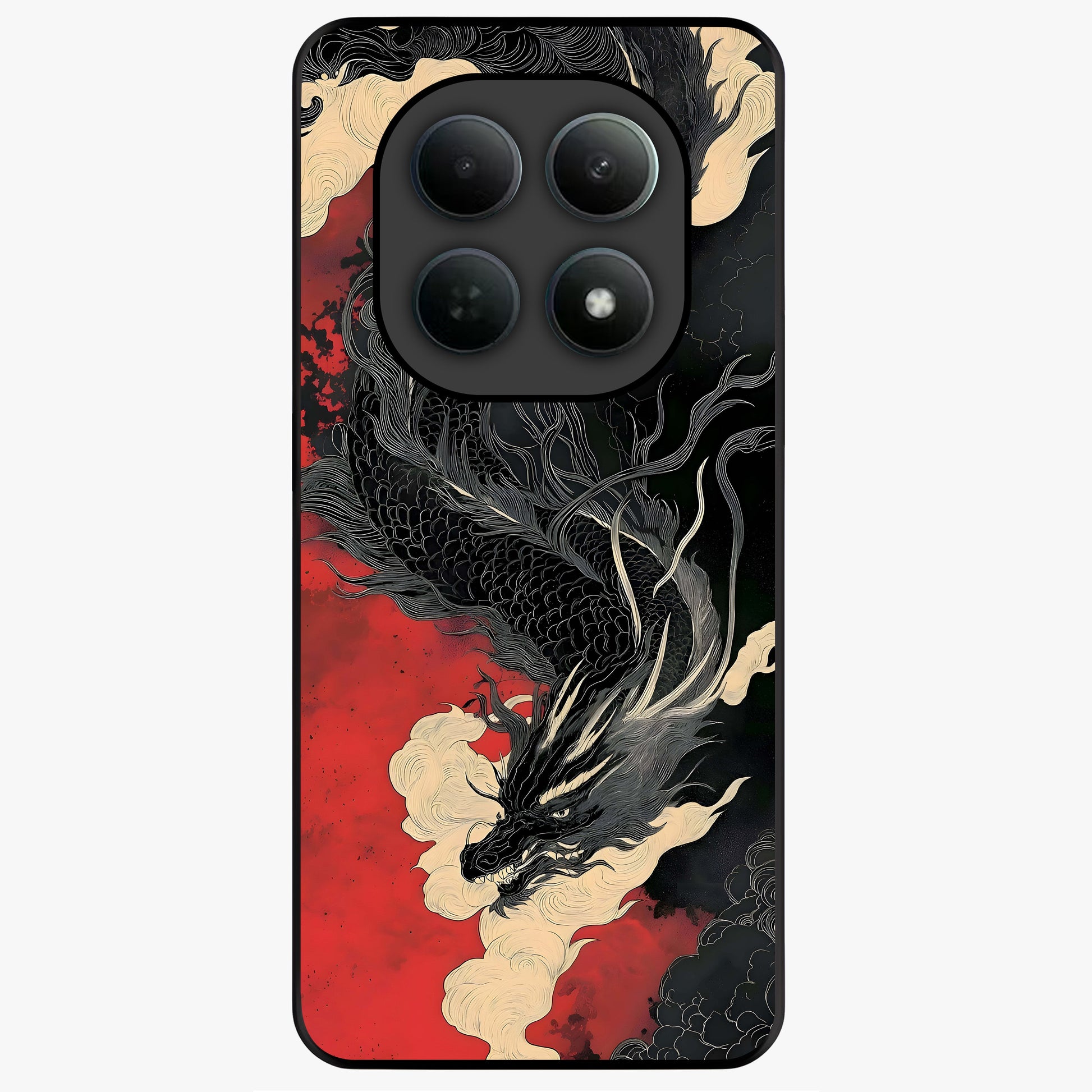 Shadow Dragon Fury Glass Case showing flat back view with fierce dragon artwork and glossy glass finish.