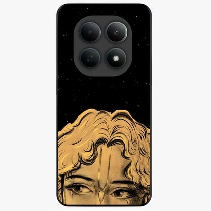 Shri Krishna Art Glass Case showing flat back view with devotional Krishna artwork and glossy glass finish.