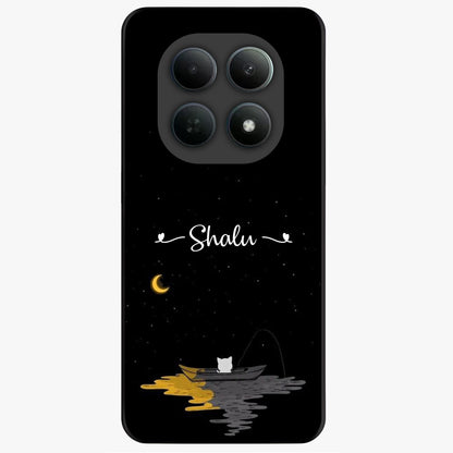 Silent Night Row Glass Case showing flat back view with calm night themed artwork and glossy glass finish.