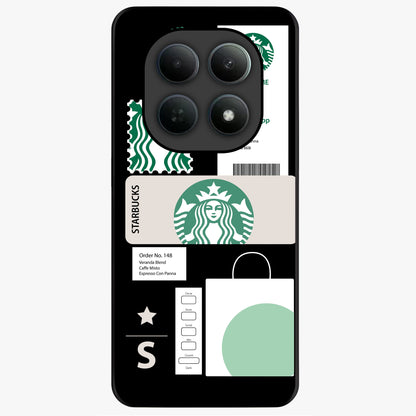 Starbucks Mocha Glass Case showing flat back view with coffee inspired artwork and glossy glass finish.