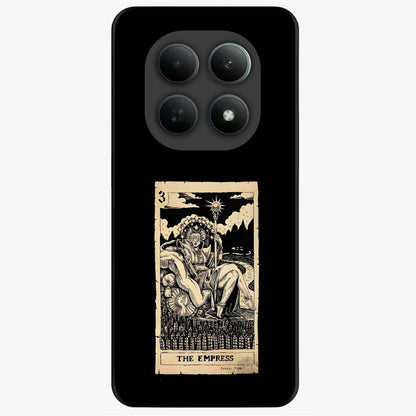 The Empress Glass Case showing flat back view with regal feminine artwork and glossy glass finish.