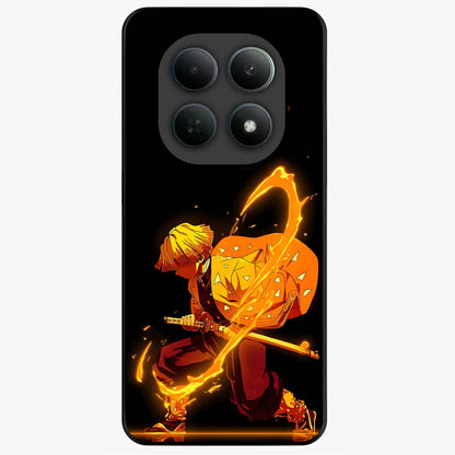 Thunder Flame Execution Glass Case showing flat back view with powerful flame and lightning artwork and glossy glass finish.