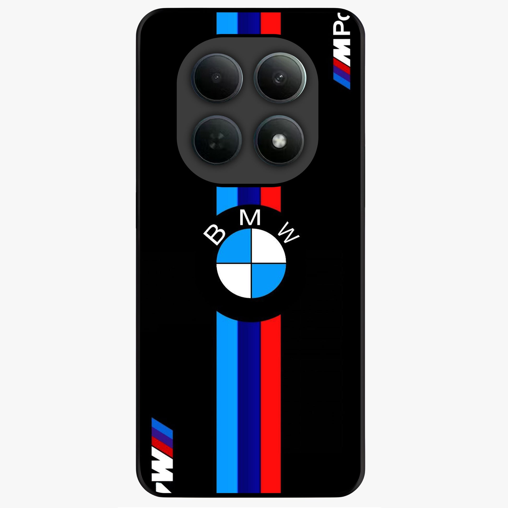 Turbo BMW Beast Glass Case showing flat back view with high performance sports car artwork and glossy glass finish.