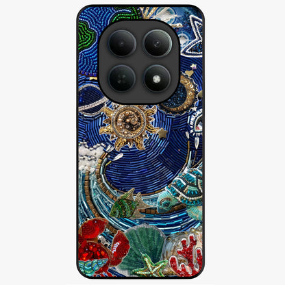 Universe Underwater Spark Glass Case showing flat back view with cosmic underwater themed artwork and glossy glass finish.