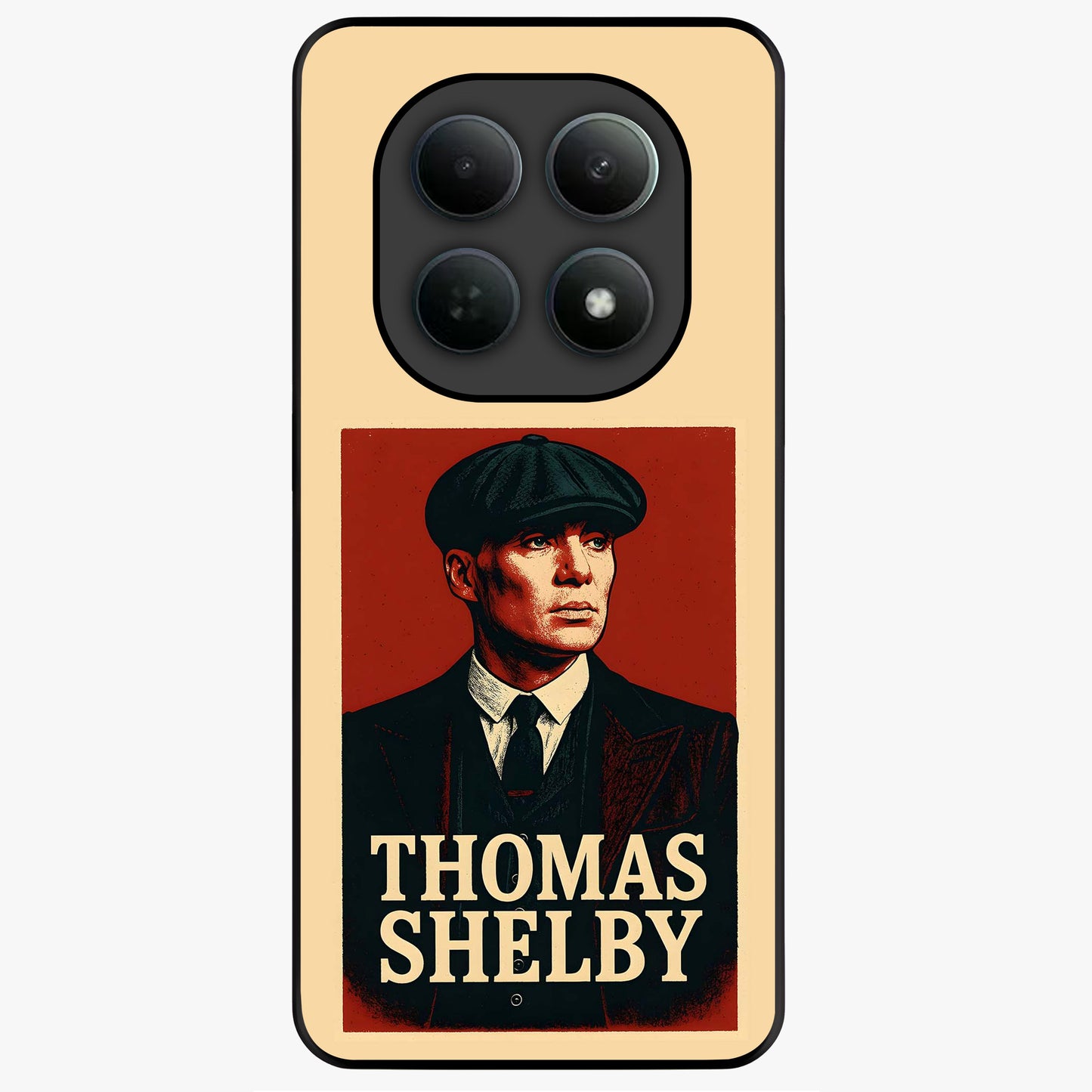 Vintage Mafia Authority Glass Case showing flat back view with bold vintage mafia inspired artwork and glossy glass finish.