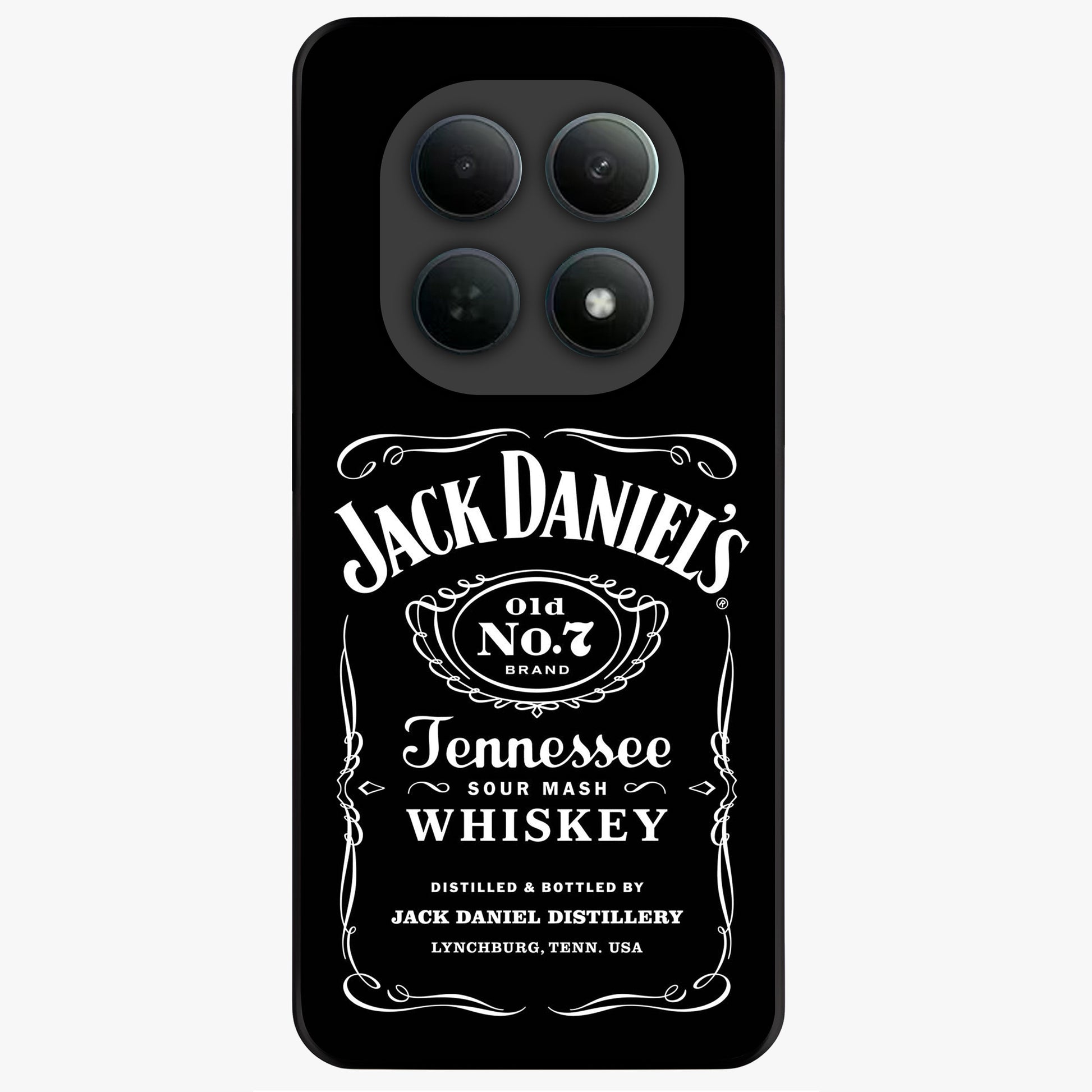 Vintage Whiskey Heritage Glass Case showing flat back view with classic whiskey inspired artwork and glossy glass finish.