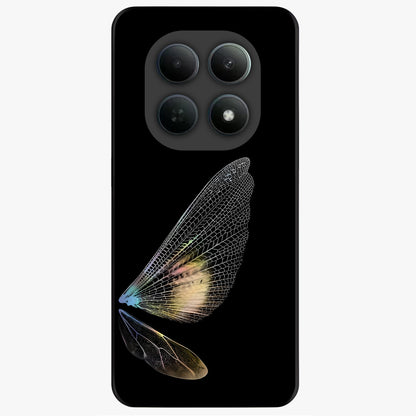 Whispers Of Wings Glass Case showing flat back view with graceful wing inspired artwork and glossy glass finish.