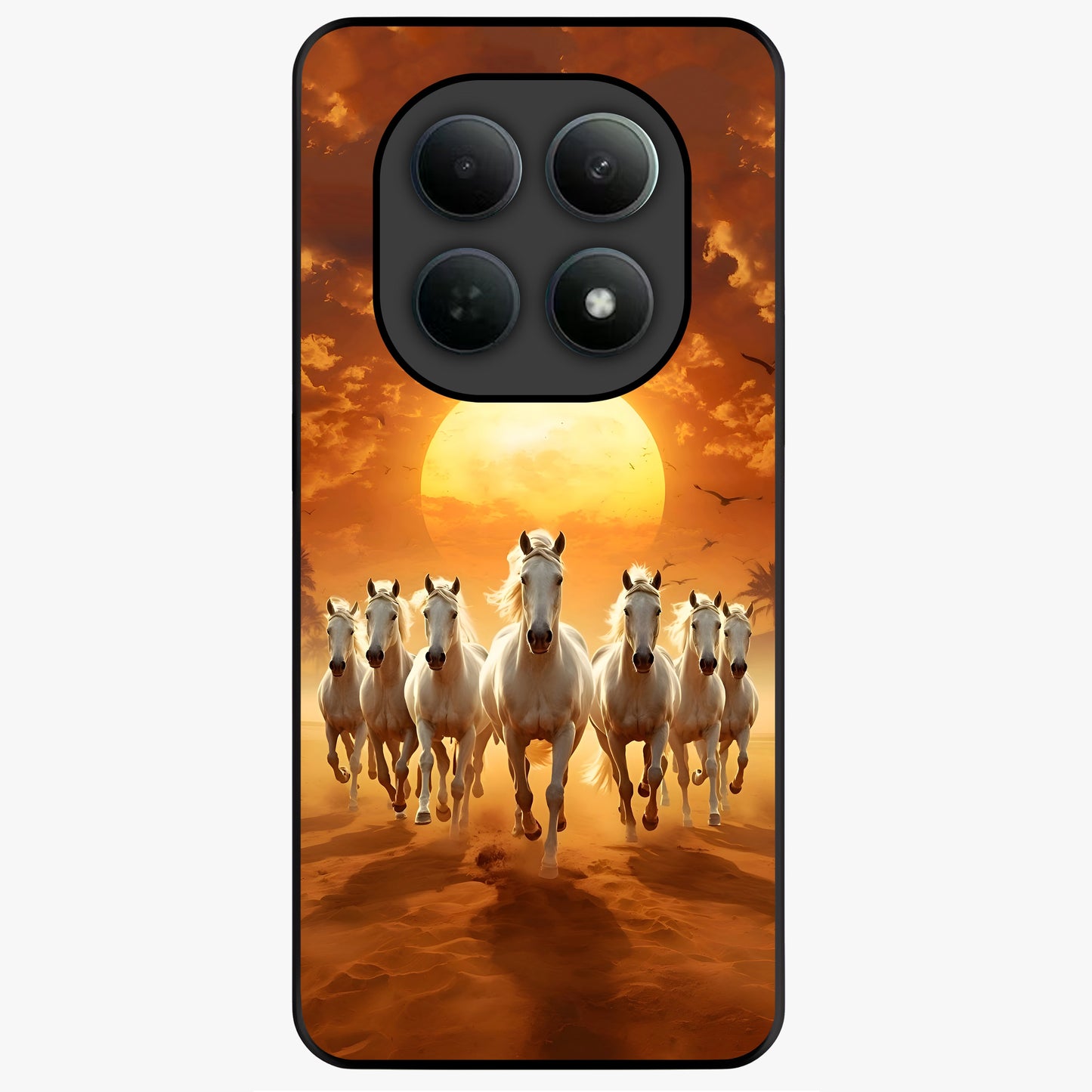 Wild Sunset Majesty Glass Case showing flat back view with majestic sunset landscape artwork and glossy glass finish.