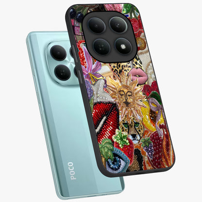 Beaded Fashion Jungle Glass Case displayed in angled mockup highlighting colorful fashion bead design and artistic pattern.