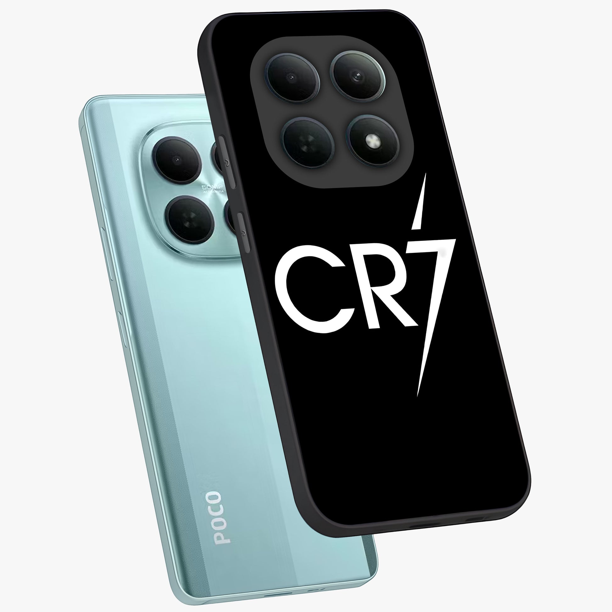 Cr7 Elite Strike Glass Case displayed in angled mockup highlighting powerful sports graphic with bold athletic theme.