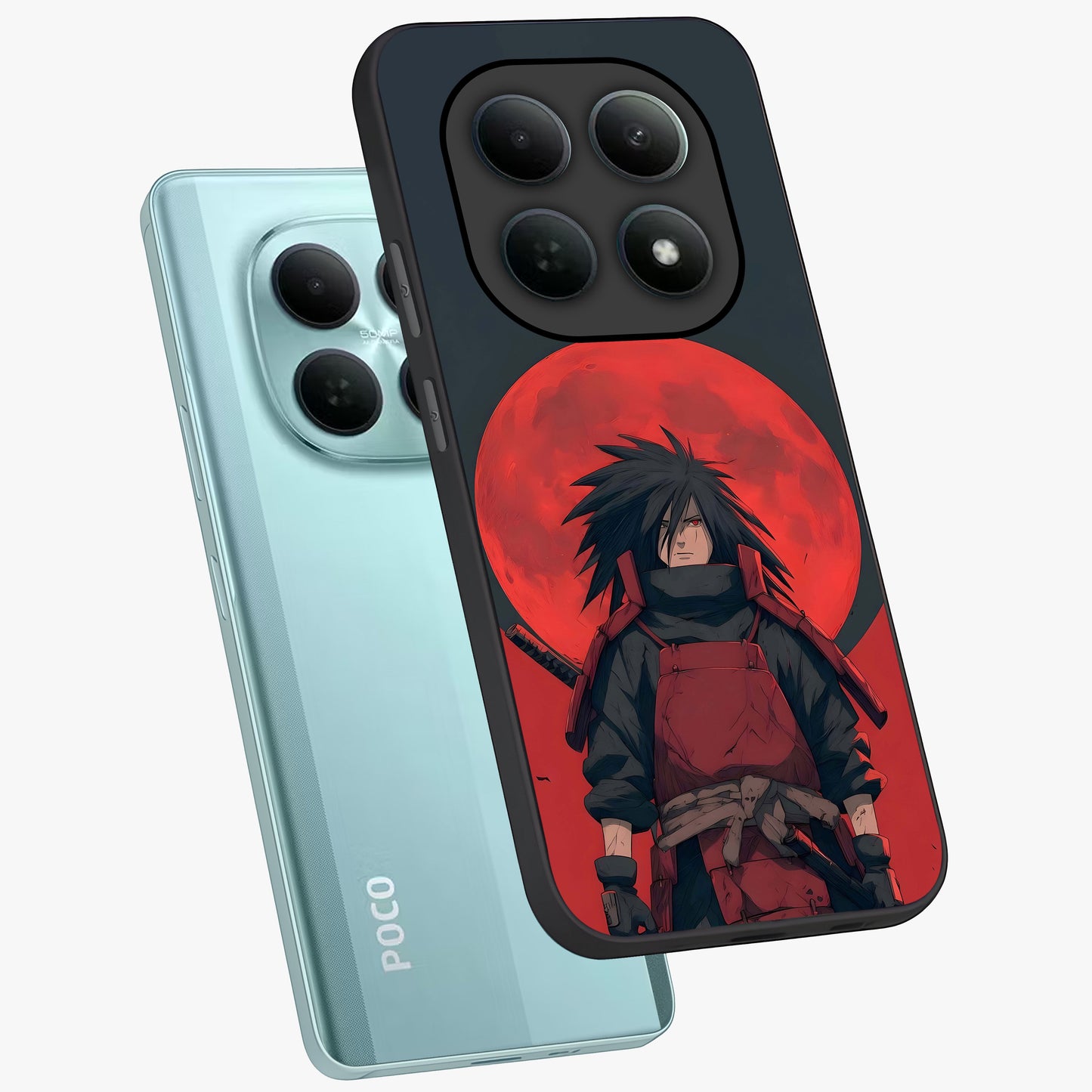 Crimson Moon Warlord Glass Case displayed in angled mockup highlighting dramatic crimson moon design with fantasy aesthetic.