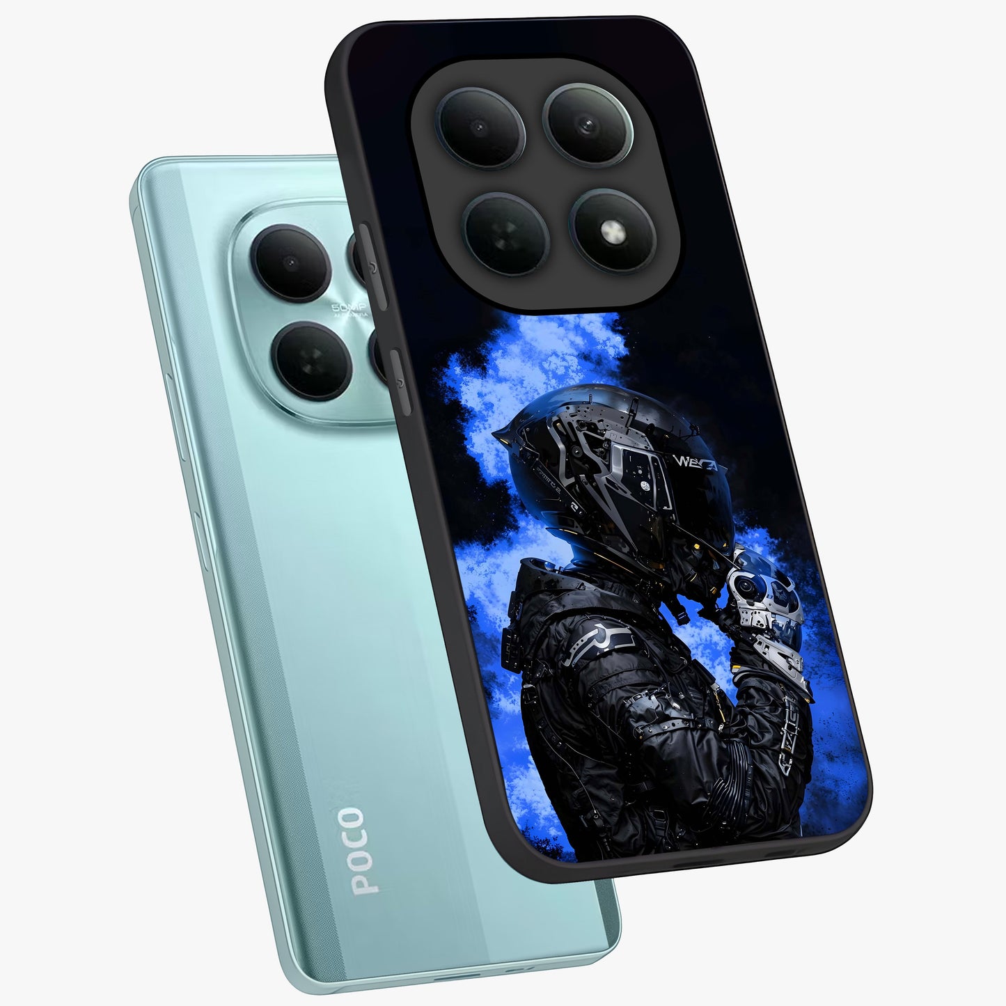 Cyber Sentinel Protocol Glass Case displayed in angled mockup highlighting digital cyber design with sci-fi aesthetic style.
