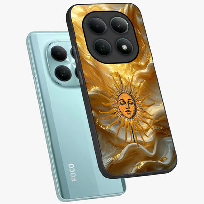 Eternal Golden Glow Glass Case displayed in angled mockup highlighting glowing golden aesthetic design with elegant style.